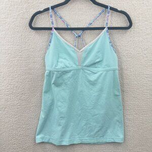 Lululemon Live Lightly Tank Top in aqua with a strappy back Size 10 Yoga top L